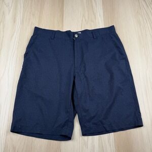 Peter Millar Mens Blue Flat Front Golf Performance Classic Chino Shorts Size 33